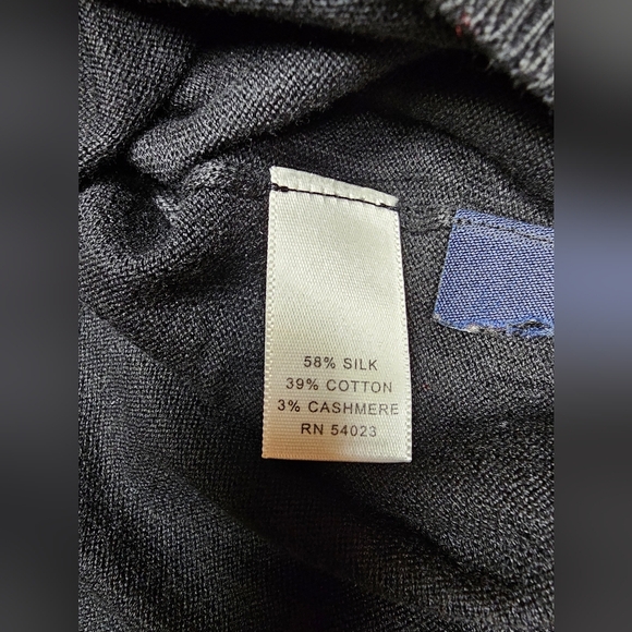 Banana Republic Luxury Blend Sweater Navy Silk Cotton Cashmere VNeck Mens Size L - Picture 4 of 8